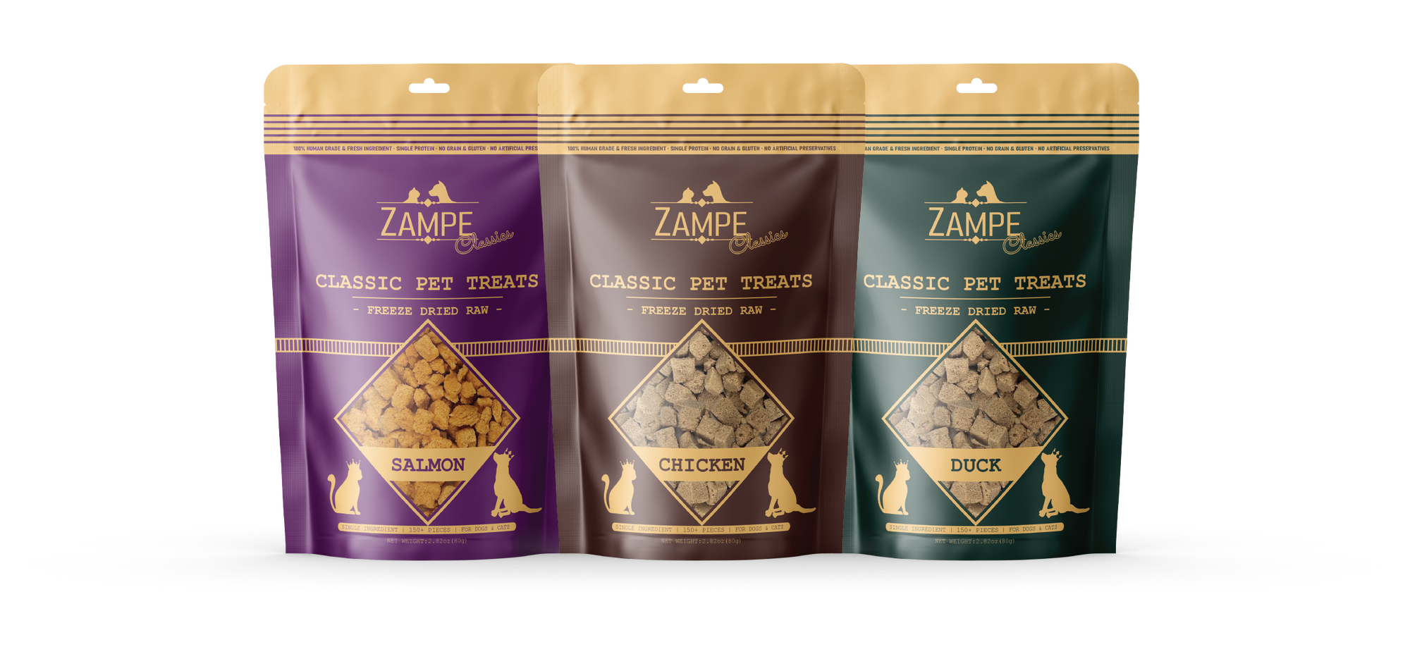 Zampe Classics Freeze Dried Raw Treats (Salmon Meat) for Dogs and Cats