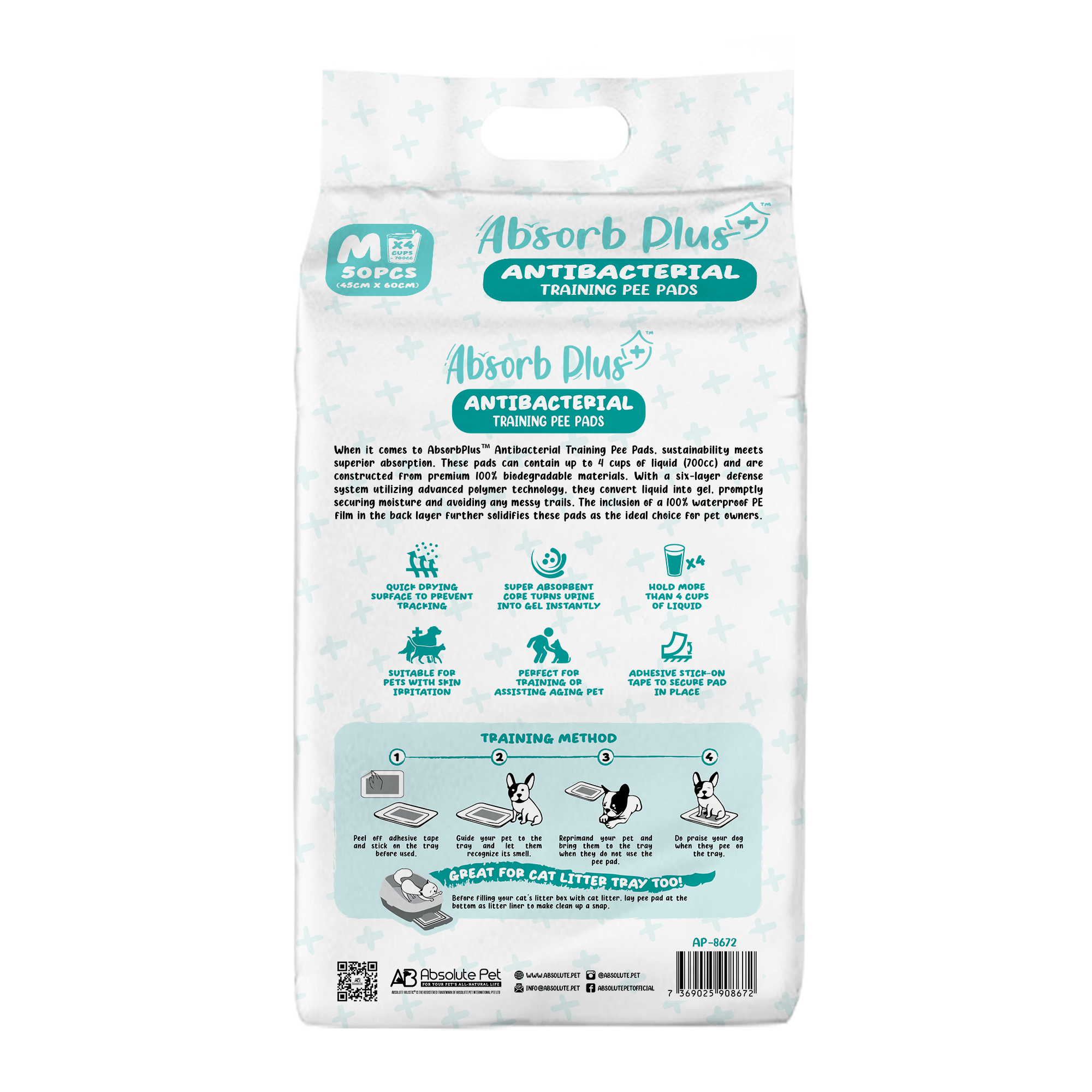Absorb Plus Antibacterial Dog Training Pee Pad