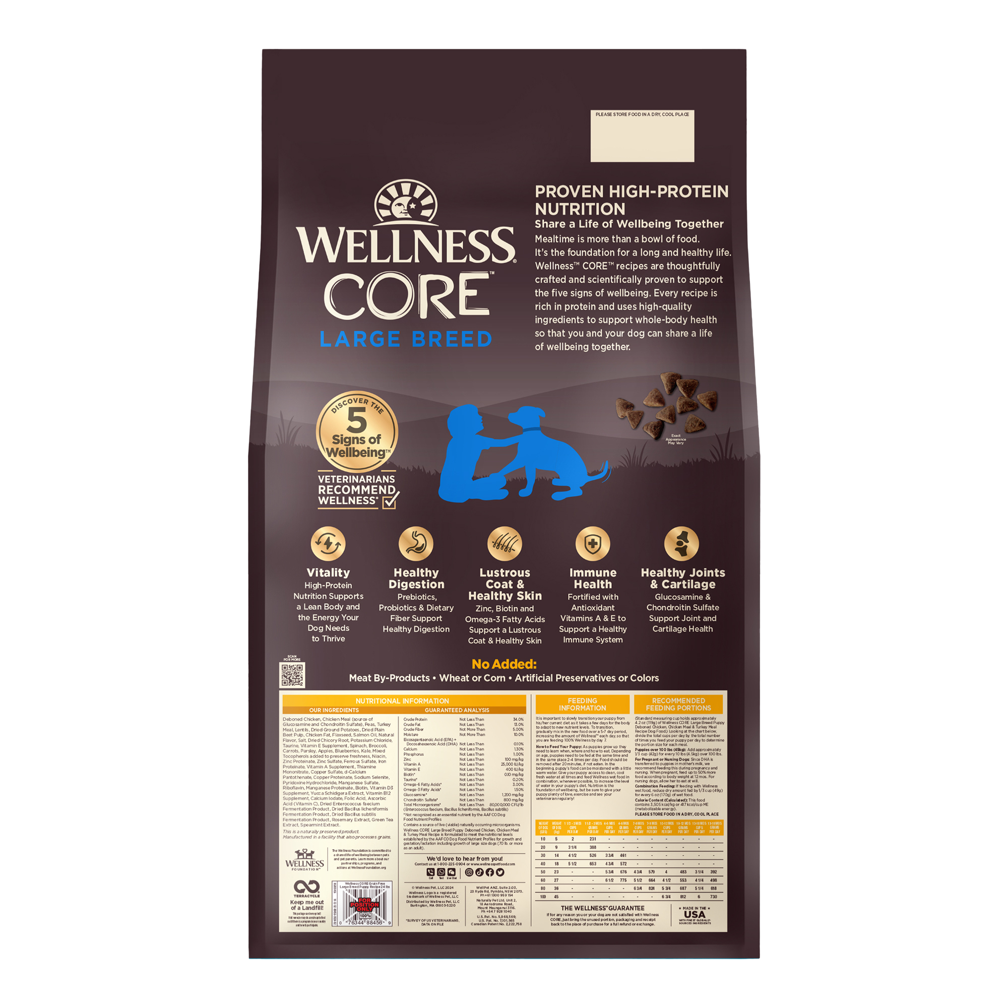 Wellness CORE Large Breed Grain Free Puppy Dry Dog Food (Deboned Chicken, Chicken Meal & Turkey Meal Recipe)