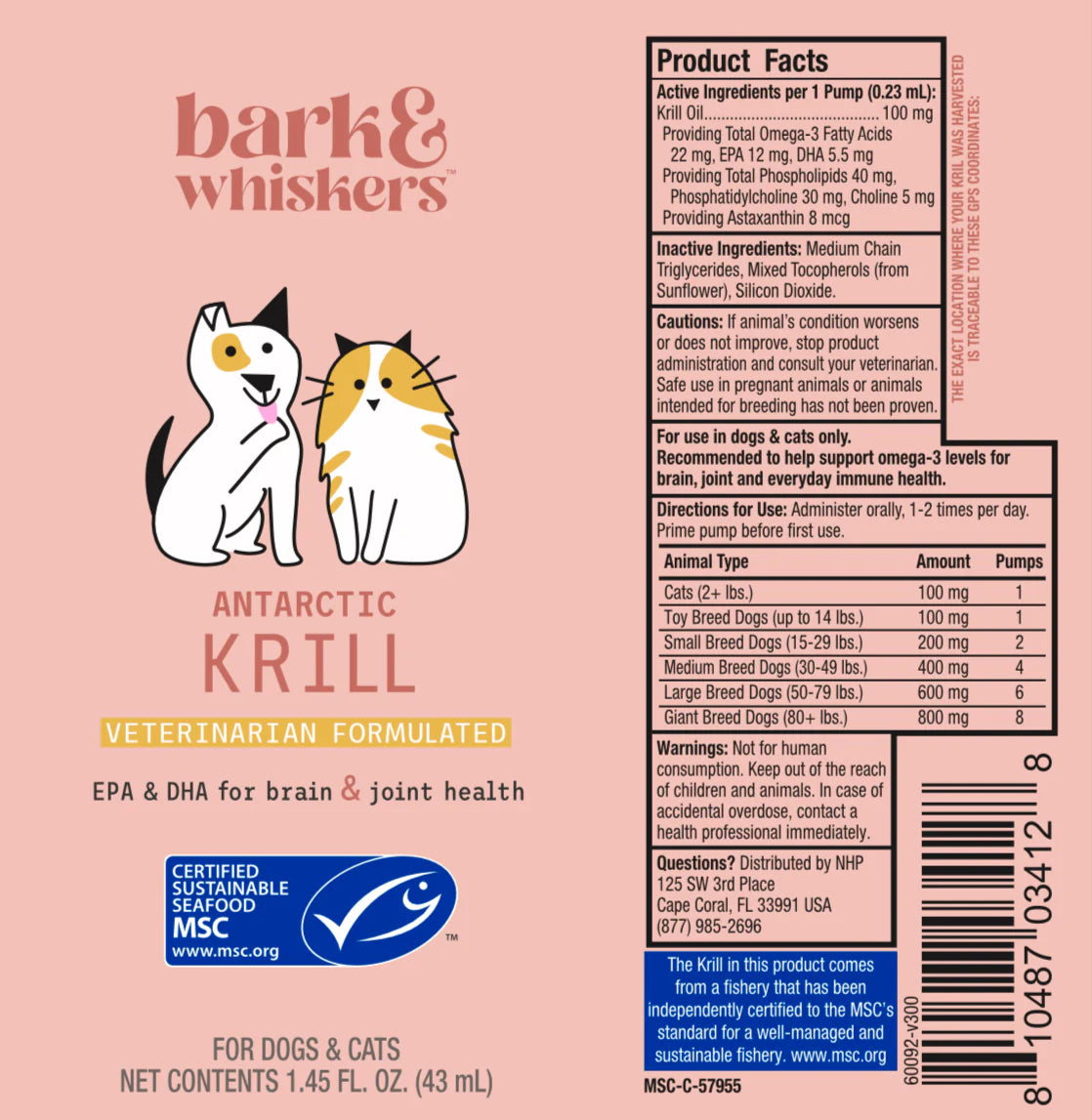 Bark & Whiskers Antarctic Krill Oil Liquid Pump Supplement For Dogs