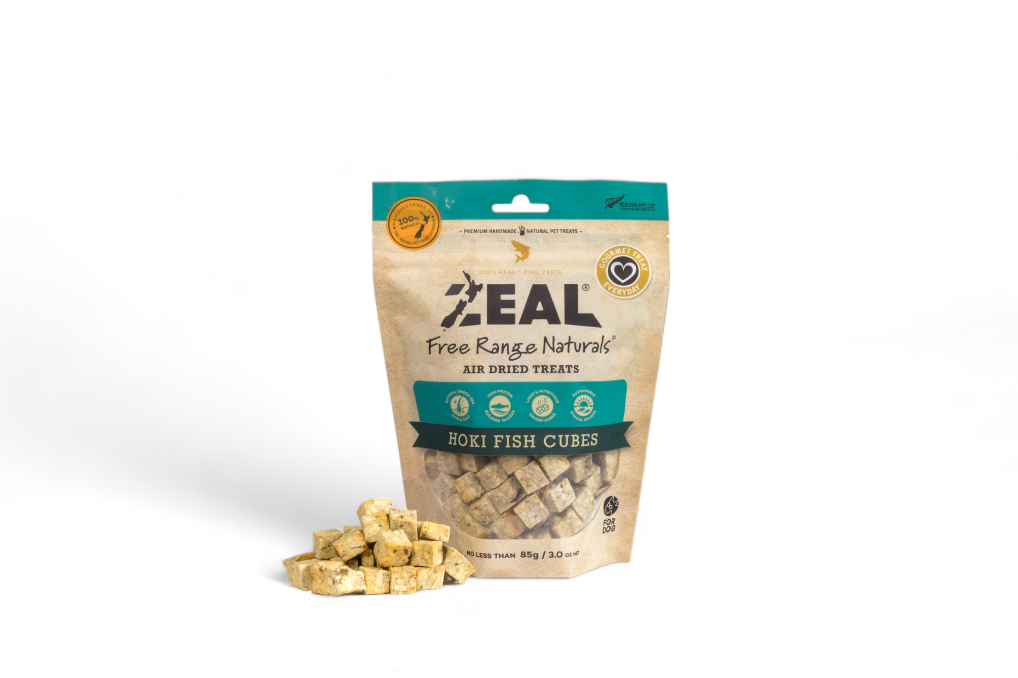 Zeal Free Range Air Dried Cat and Dog Treats (Hoki Fish Cubes)