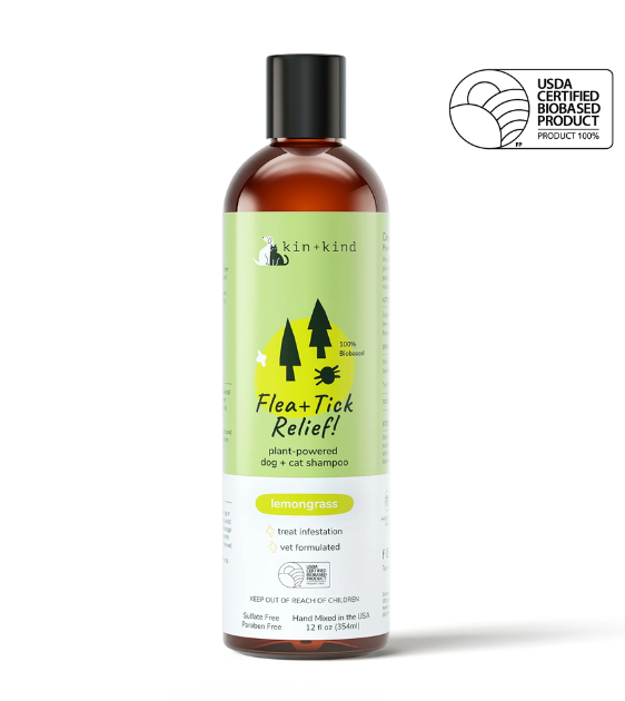 Kin+Kind Flea+Tick Relief! Lemongrass Natural Dog & Cat Shampoo