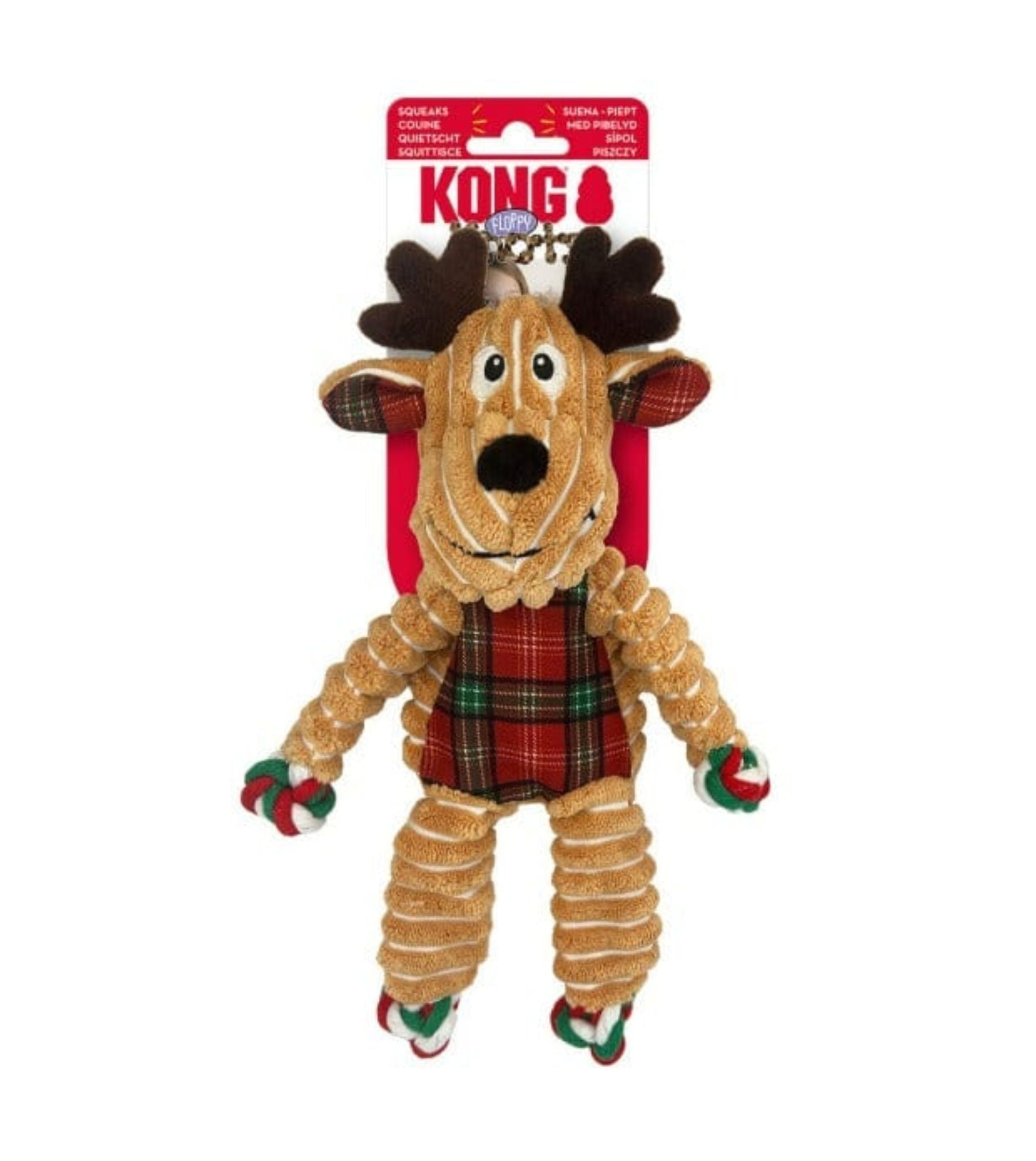 Kong Holiday Floppy Knots Reindeer Plush Dog Toy
