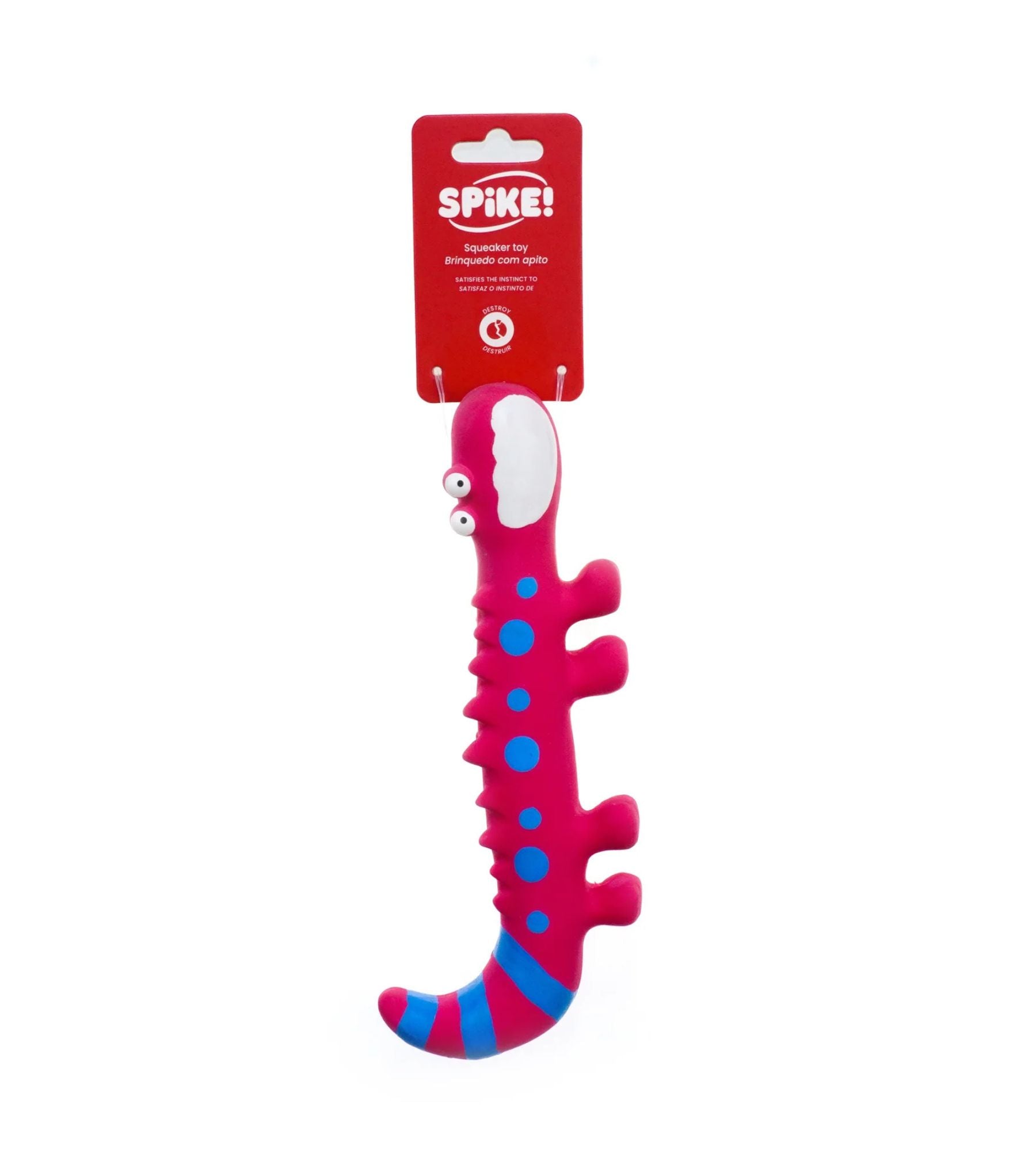 Spike! Latex Pink Lizard Squeaker Toy for Dogs