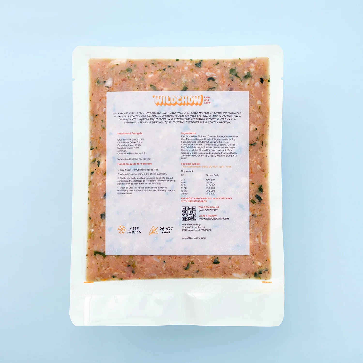 WildChow Balanced & Complete Raw Dog Food (Probioti-Fed Chicken)