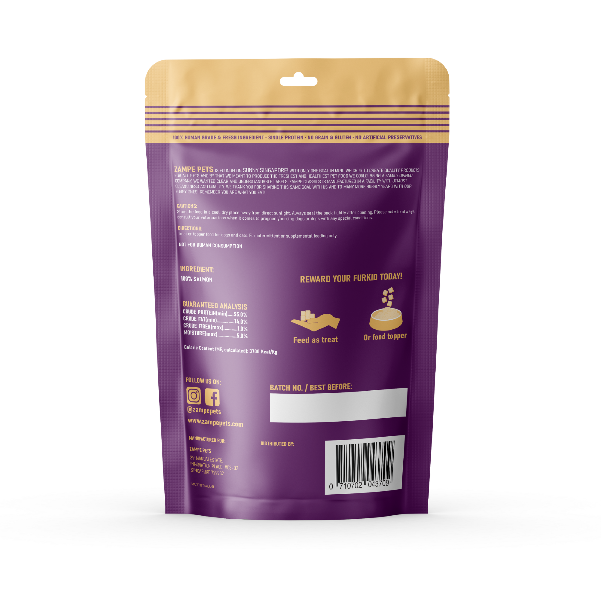 Zampe Classics Freeze Dried Raw Treats (Salmon Meat) for Dogs and Cats