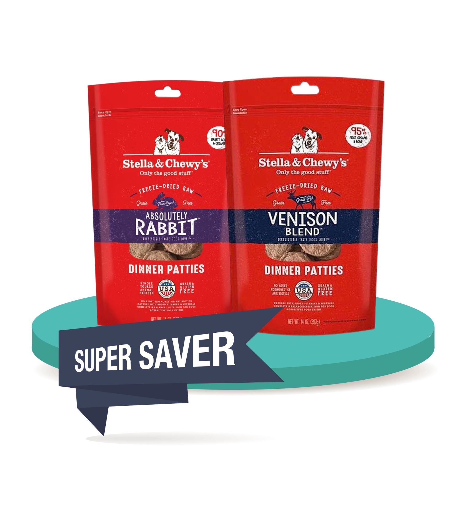 Stella & Chewy’s Freeze Dried Dinner Patties Dog Food 14oz - Novelty Protein (4-Pack Saver Bundle)