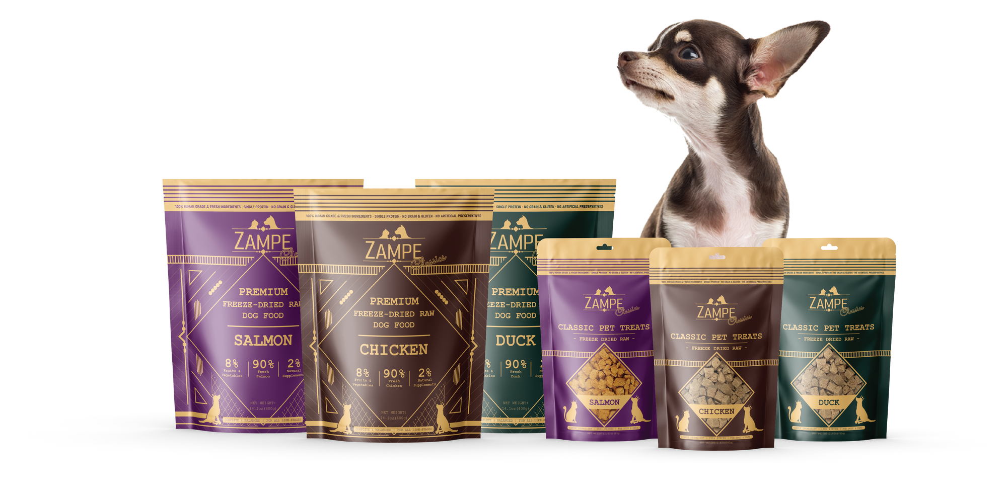 Zampe Classics Freeze Dried Raw Treats (Duck Meat) for Dogs and Cats