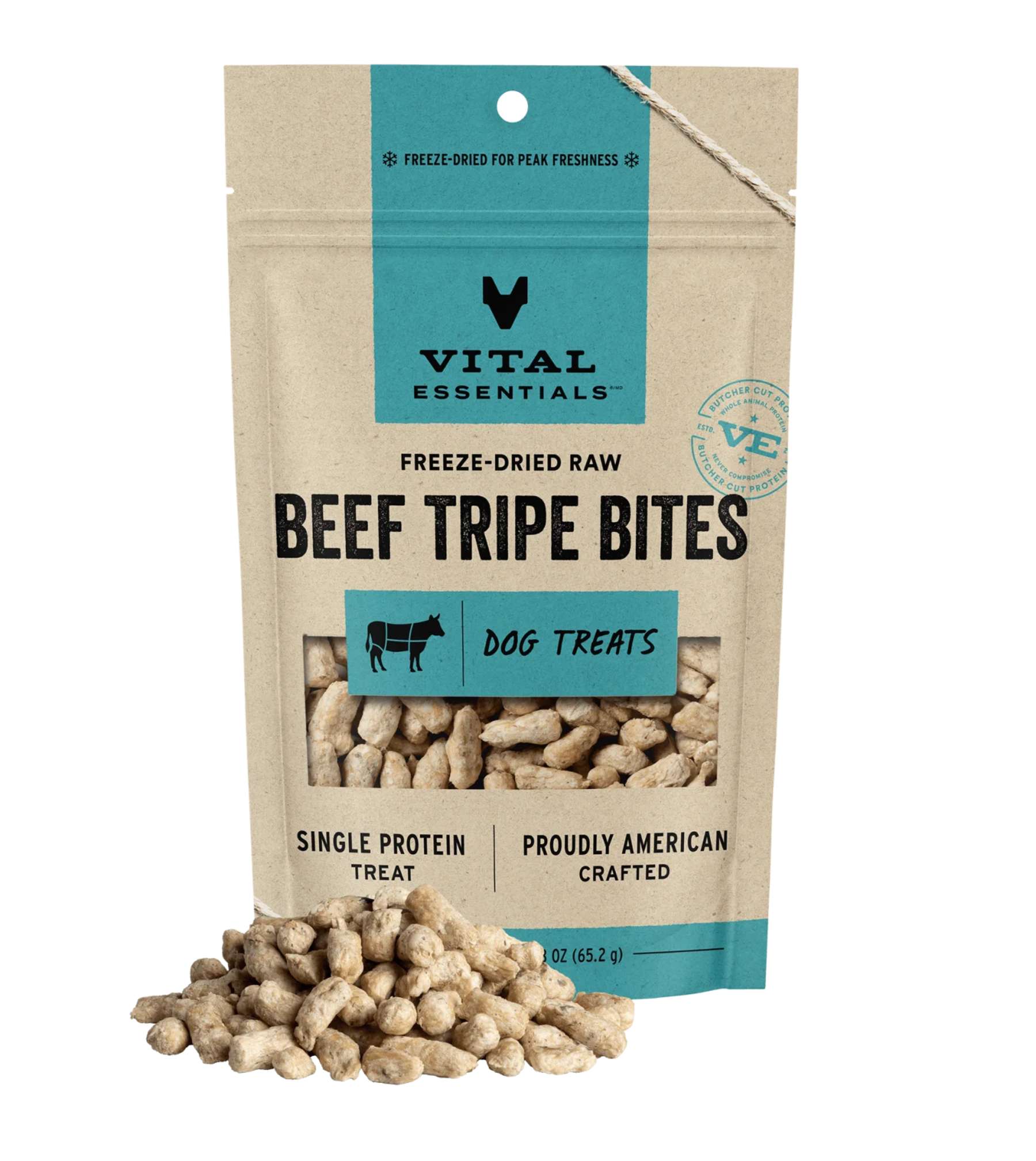 Vital Essentials Freeze Dried Raw Dog Treats (Beef Tripe Bites)