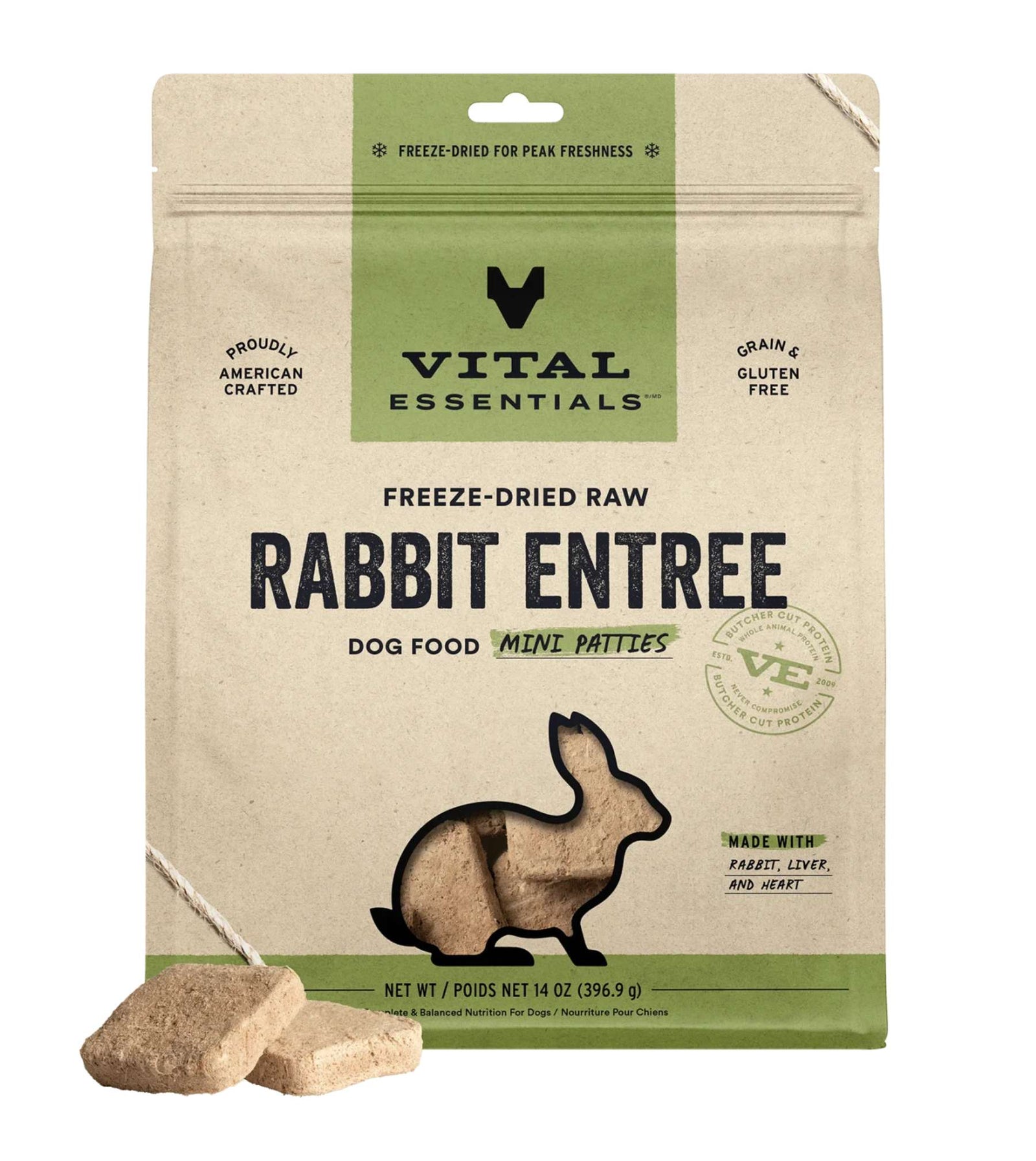 TRY & BUY: Vital Essentials Freeze Dried Raw MINI PATTIES Dog Food (Rabbit)
