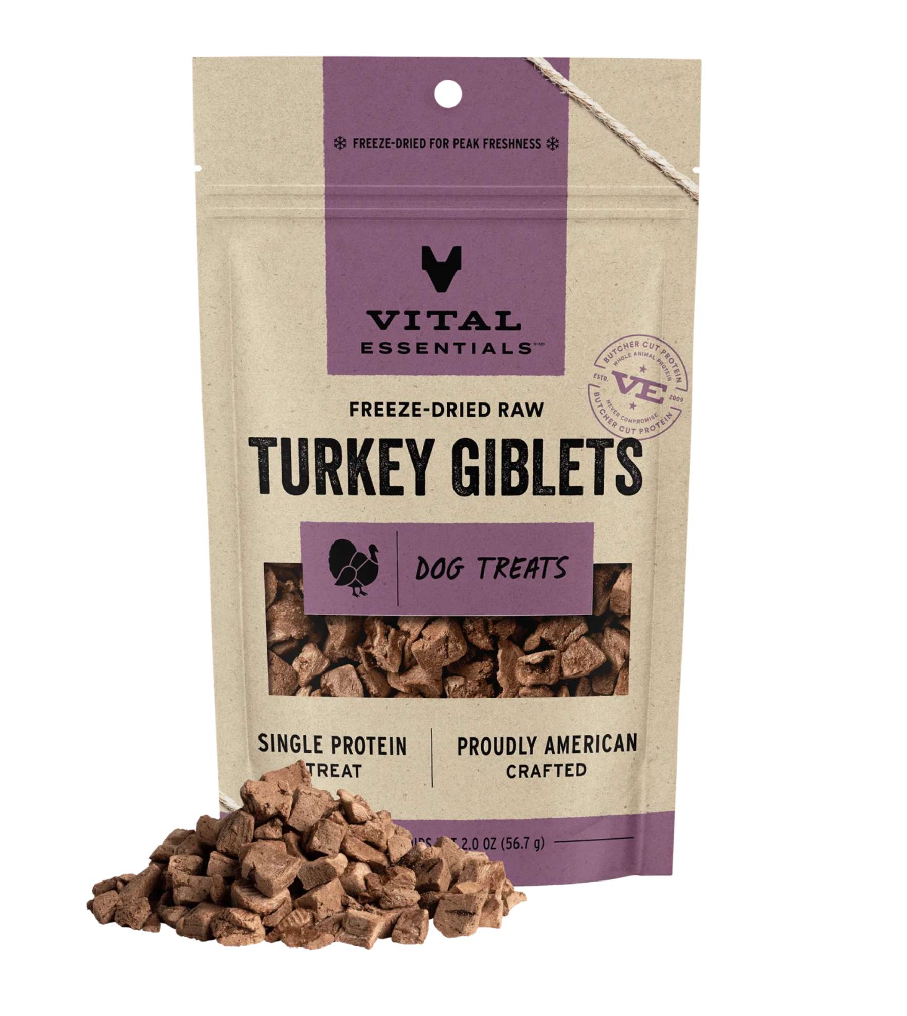Vital Essentials Freeze Dried Raw Dog Treats (Turkey Giblets)