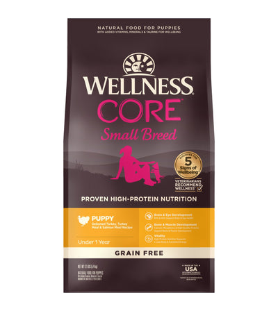 Wellness CORE Small Breed Grain Free Puppy Dry Dog Food (Deboned Turkey, Turkey Meal & Salmon Meal Recipe)
