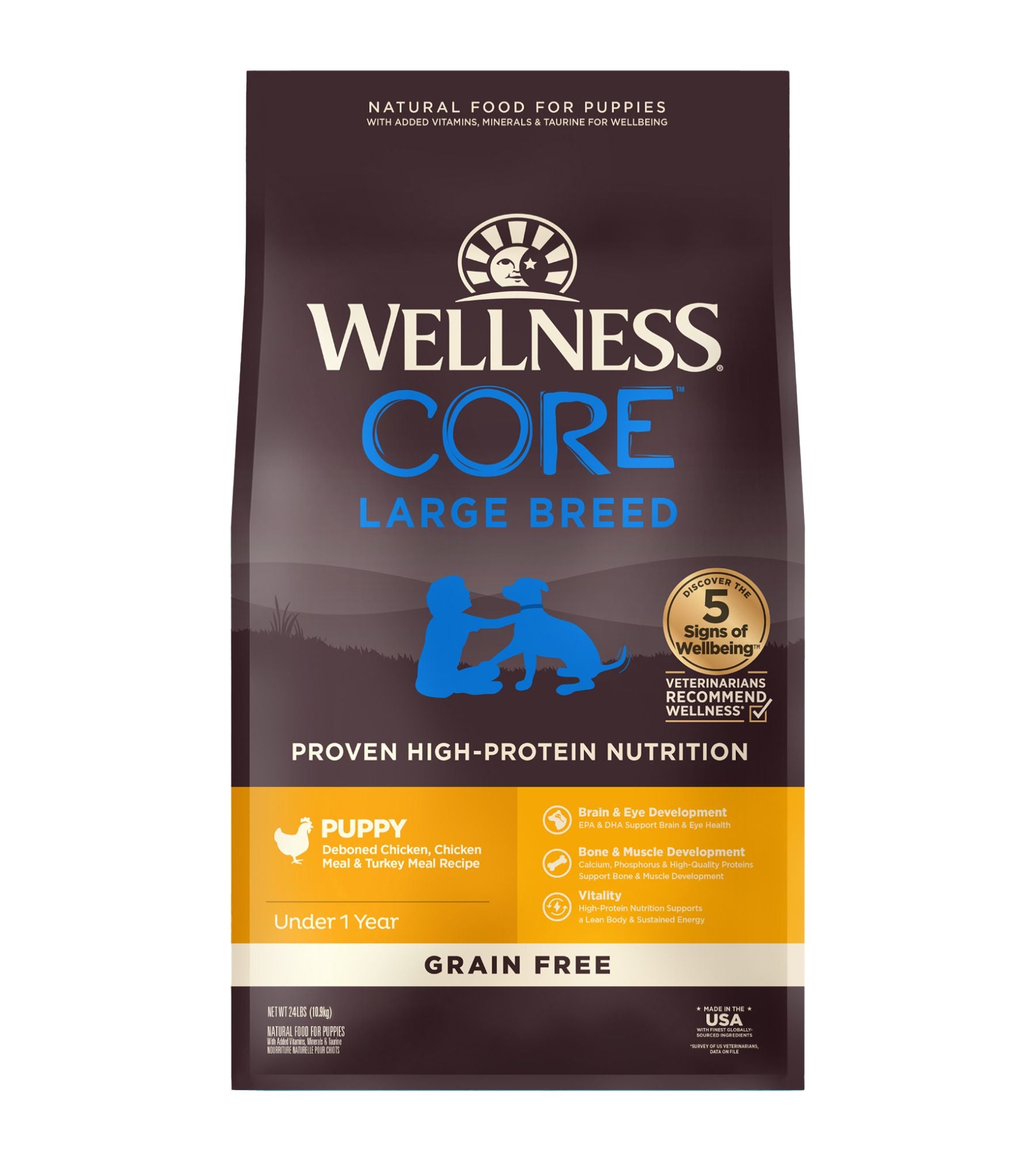 Wellness CORE Large Breed Grain Free Puppy Dry Dog Food (Deboned Chicken, Chicken Meal & Turkey Meal Recipe)