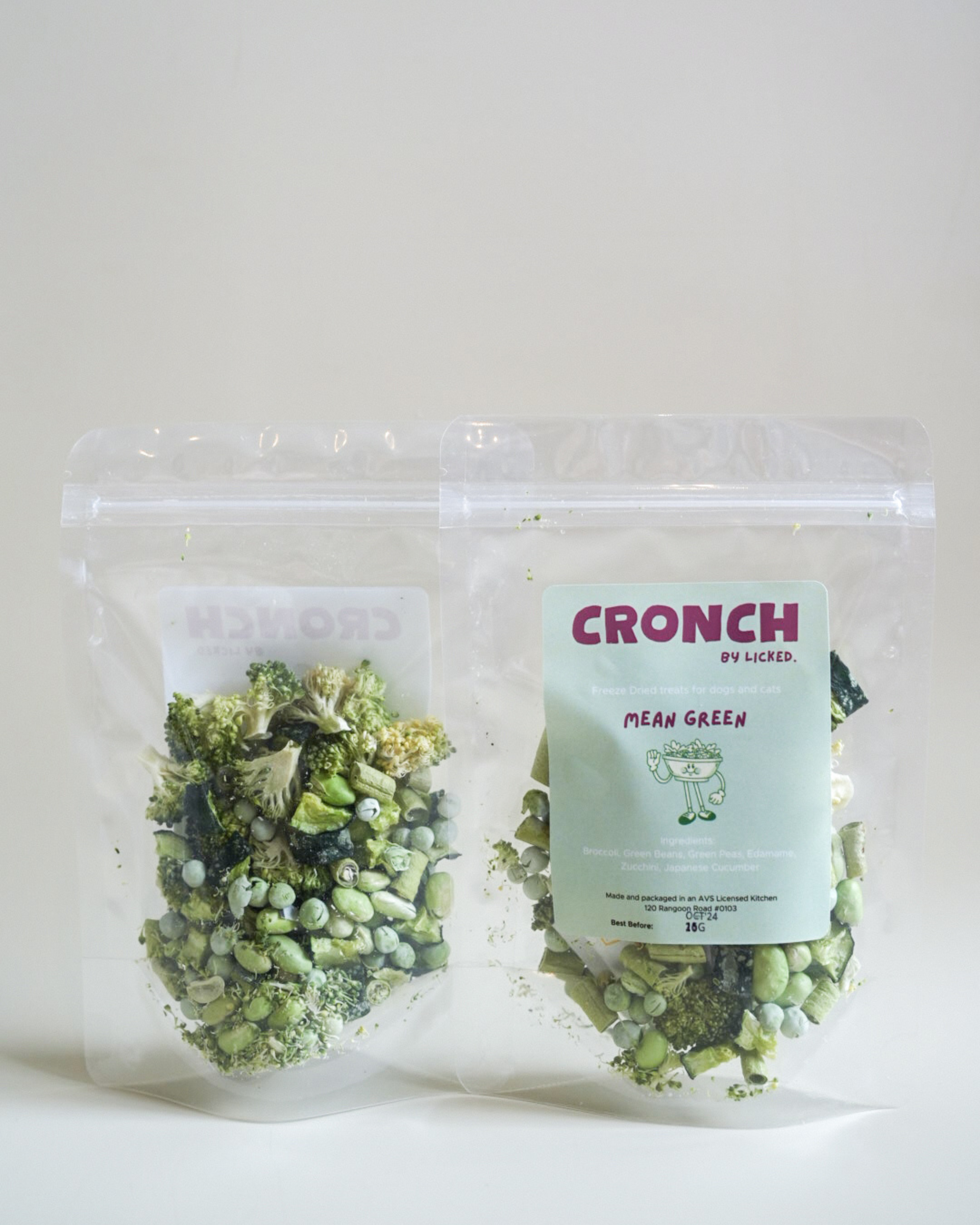 Licked CRONCH Freeze Dried Dog Treats (Mean Green)