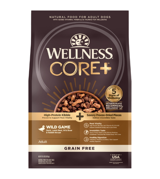 Wellness CORE+ Grain Free Wild Game Adult Dry Dog Food (Duck, Lamb Meal, Wild Boar & Rabbit Recipe)