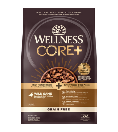 Wellness CORE+ Grain Free Wild Game Adult Dry Dog Food (Duck, Lamb Meal, Wild Boar & Rabbit Recipe)