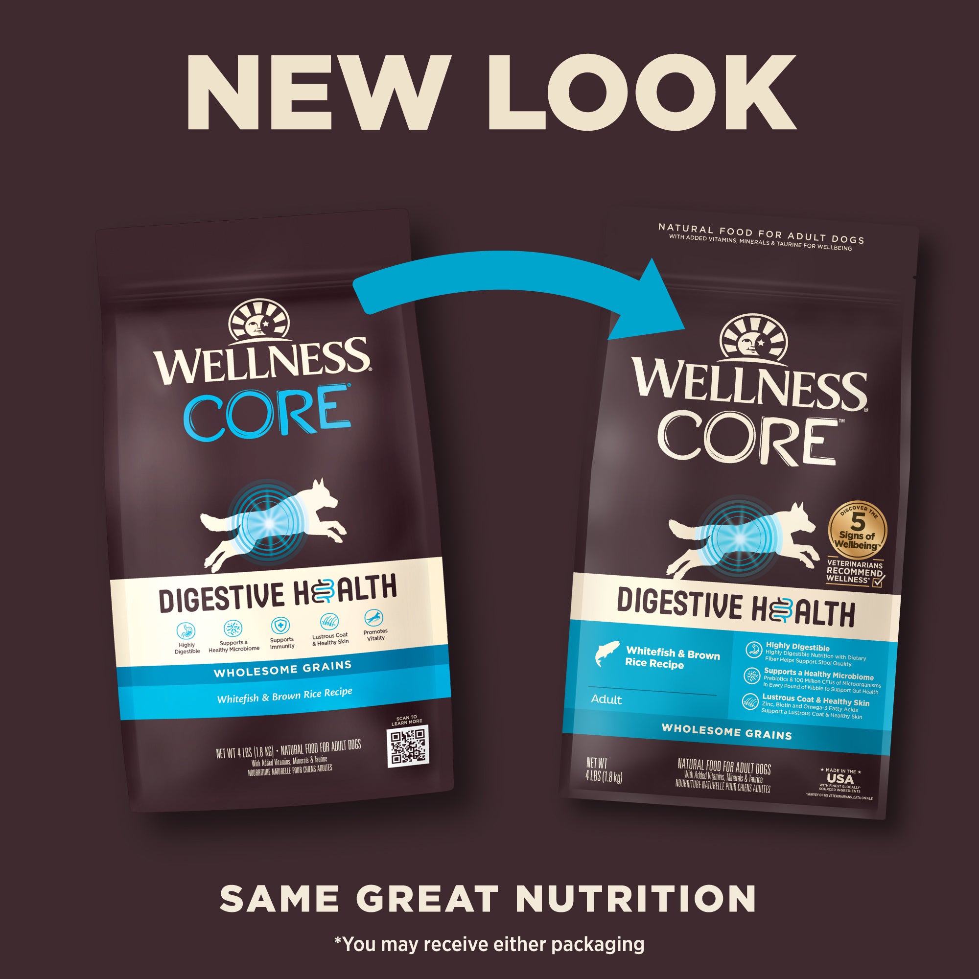 Wellness CORE Digestive Health Wholesome Grains Adult Dry Dog Food (Whitefish & Brown Rice Recipe)