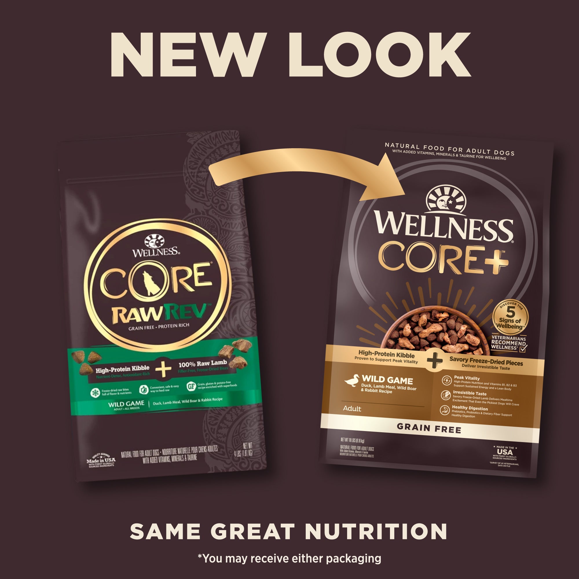 Wellness CORE+ Grain Free Wild Game Adult Dry Dog Food (Duck, Lamb Meal, Wild Boar & Rabbit Recipe)