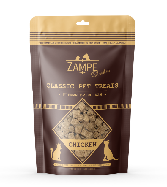 Zampe Classics Freeze Dried Raw Treats (Chicken Meat) for Dogs and Cats