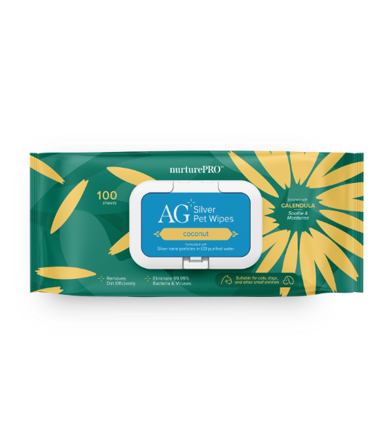 Nurture Pro AG+ Silver Pet Wet Wipes For Cats & Dogs (Coconut)