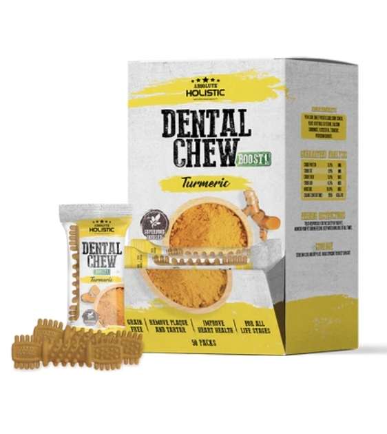 $1 ONLY: Absolute Holistic Boost (Turmeric) Dental Dog Chews - Single Pack - Good Dog Peopleā¢