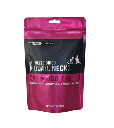 Freeze Dry Australia Quail Necks Freeze Dried Cat & Dog Treats