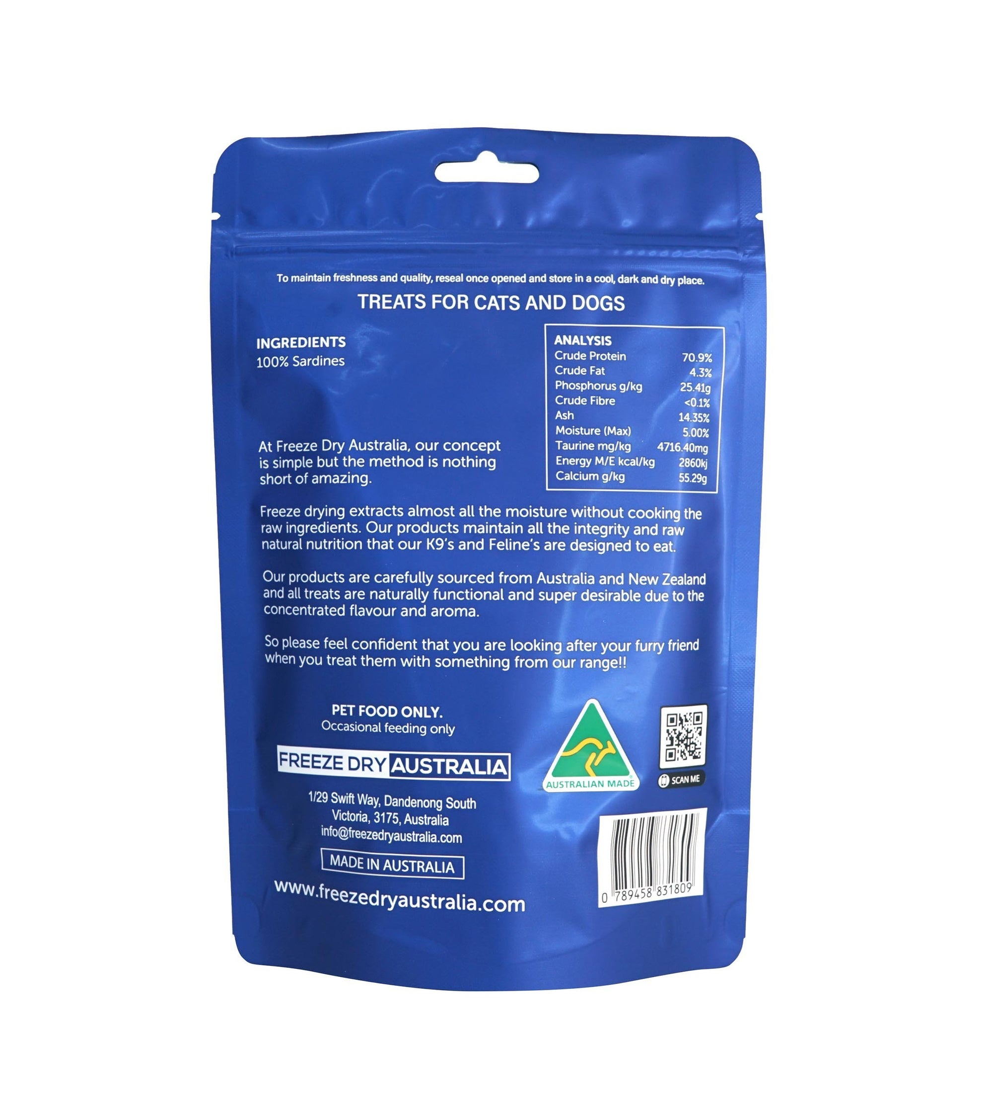 Freeze Dry Australia Whole Sardines Freeze Dried Cat & Dog Treats