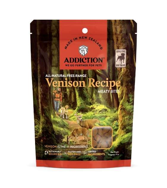 Addiction Venison Meaty Bites Sensitive Care Novel Protein Dog Treats