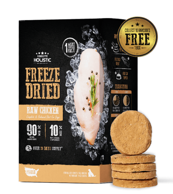 Absolute Holistic Freeze Dried Raw Chicken Patties Dog Food