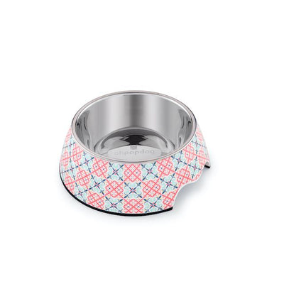 Ohpopdog Peranakan Inspired Bibik Pink 14 Non-Slip Dog Feeding Bowl