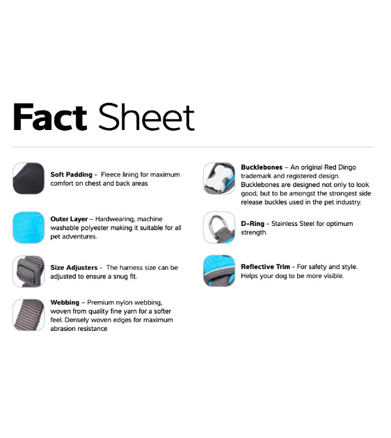 Red Dingo Padded Dog Harness (Turquoise)