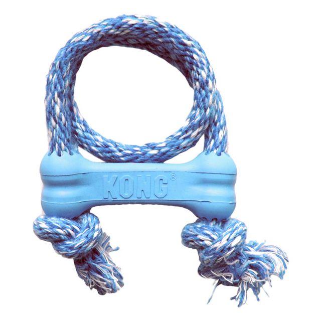 KONG Puppy Goodie Bone With Rope Dog Toy (Assorted Colours) - blue