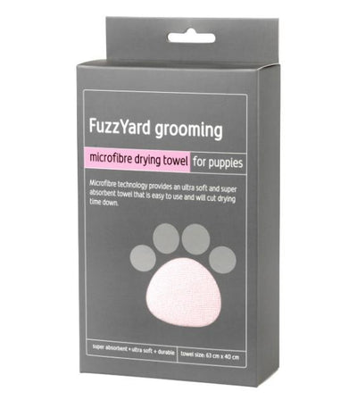 FuzzYard Microfibre Pink With Grey Trim Drying Towel For Dogs