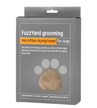 FuzzYard Microfibre Brown with Orange Trim Drying Towel For Dogs