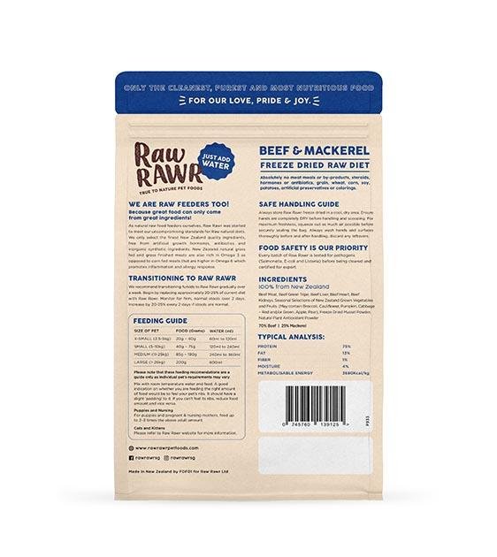 Raw Rawr's Freeze Dried Beef & Mackerel Balanced Diet Dog Food