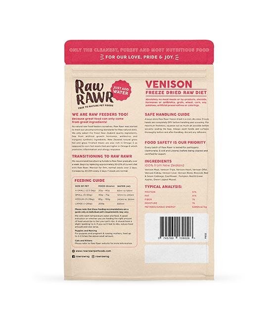 Raw Rawr's Freeze Dried Venison Balanced Diet Dog Food