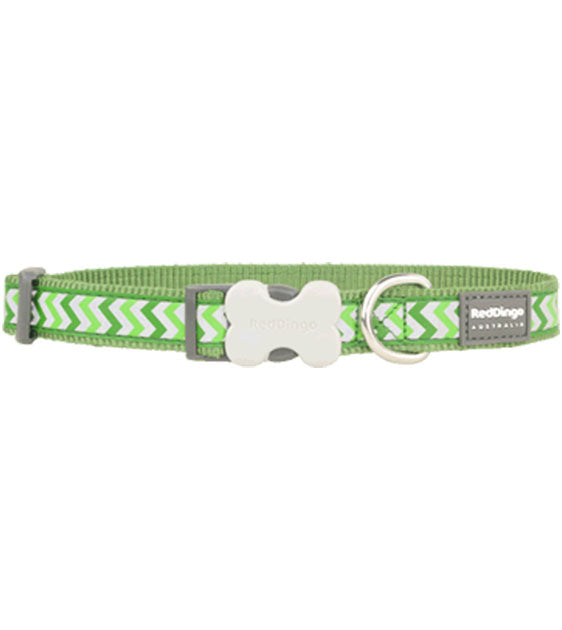 Red Dingo Ziggy Reflective Dog Collar (Green)