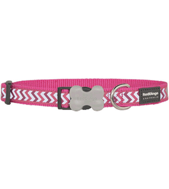 Red Dingo Ziggy Reflective Dog Collar (Hot Pink)