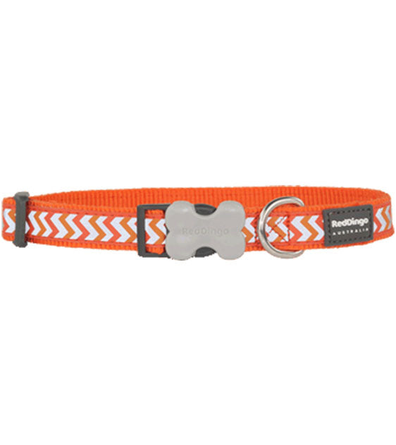 Red Dingo Ziggy Reflective Dog Collar (Orange)