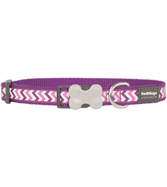 Red Dingo Ziggy Reflective Dog Collar (Purple)