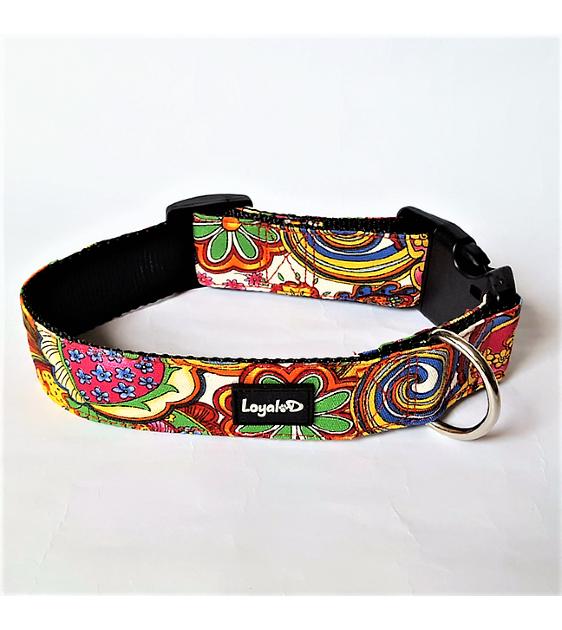 Loyal.D WIDE Canvas.D Happy Hippy Dog Collar
