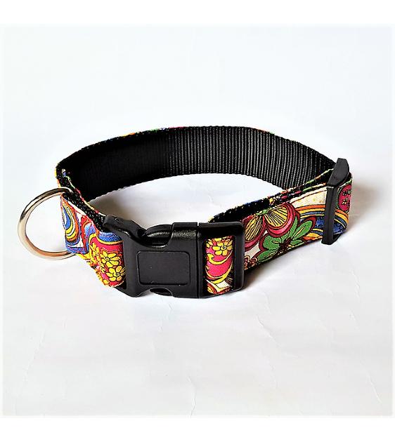 Loyal.D WIDE Canvas.D Happy Hippy Dog Collar