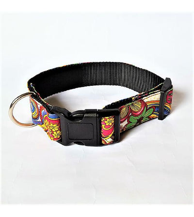 Loyal.D WIDE Canvas.D Happy Hippy Dog Collar