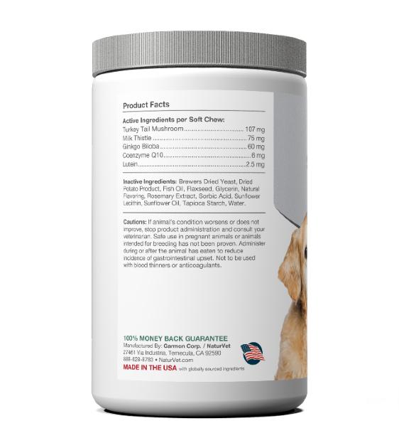 NaturVet Senior Advanced 5-in-1 Support (Cognitive, Eye, Liver, Heart, Immunity) Soft Chews (60 Count)