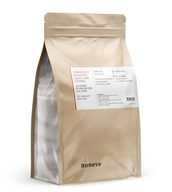 Boneve Earthmade Free-Range Grass-Fed Lamb Lung Chunks Air-Dried Dog Treats - Good Dog Peopleā¢