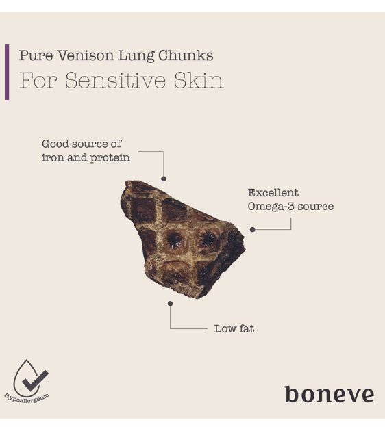 Boneve Earthmade Free-Range Grass-Fed Venison Lung Air-Dried Dog Treats - Good Dog Peopleā¢