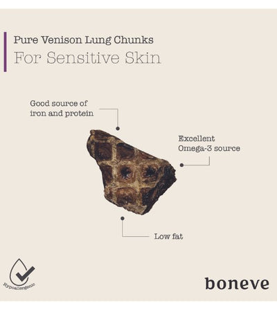 Boneve Earthmade Free-Range Grass-Fed Venison Lung Air-Dried Dog Treats - Good Dog Peopleā¢