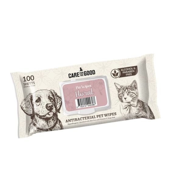 Care For The Good Antibacterial Wipes For Dogs & Cats 100pc (Floral) - Good Dog Peopleā¢