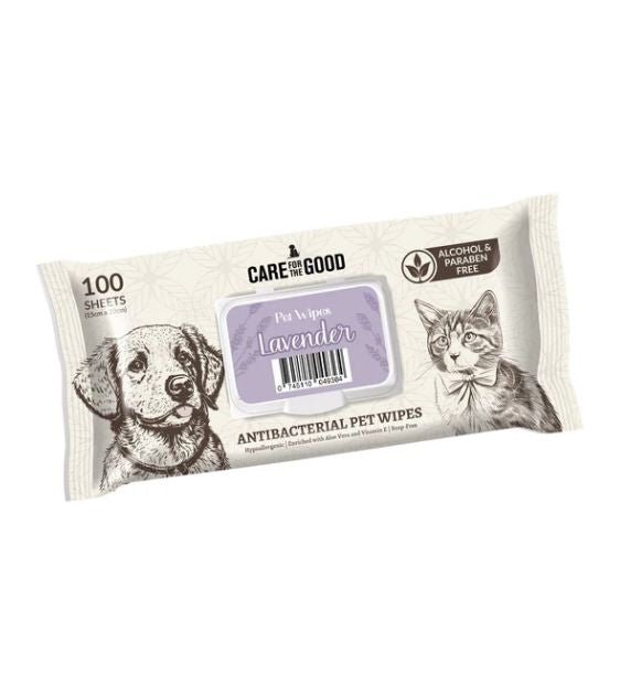 Care For The Good Antibacterial Wipes For Dogs & Cats 100pc (Lavender) - Good Dog Peopleā¢