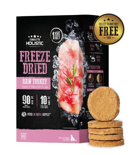 EXTRA 5% OFF: Absolute Holistic Freeze Dried Patties Dog Food (Turkey) - Good Dog Peopleā¢